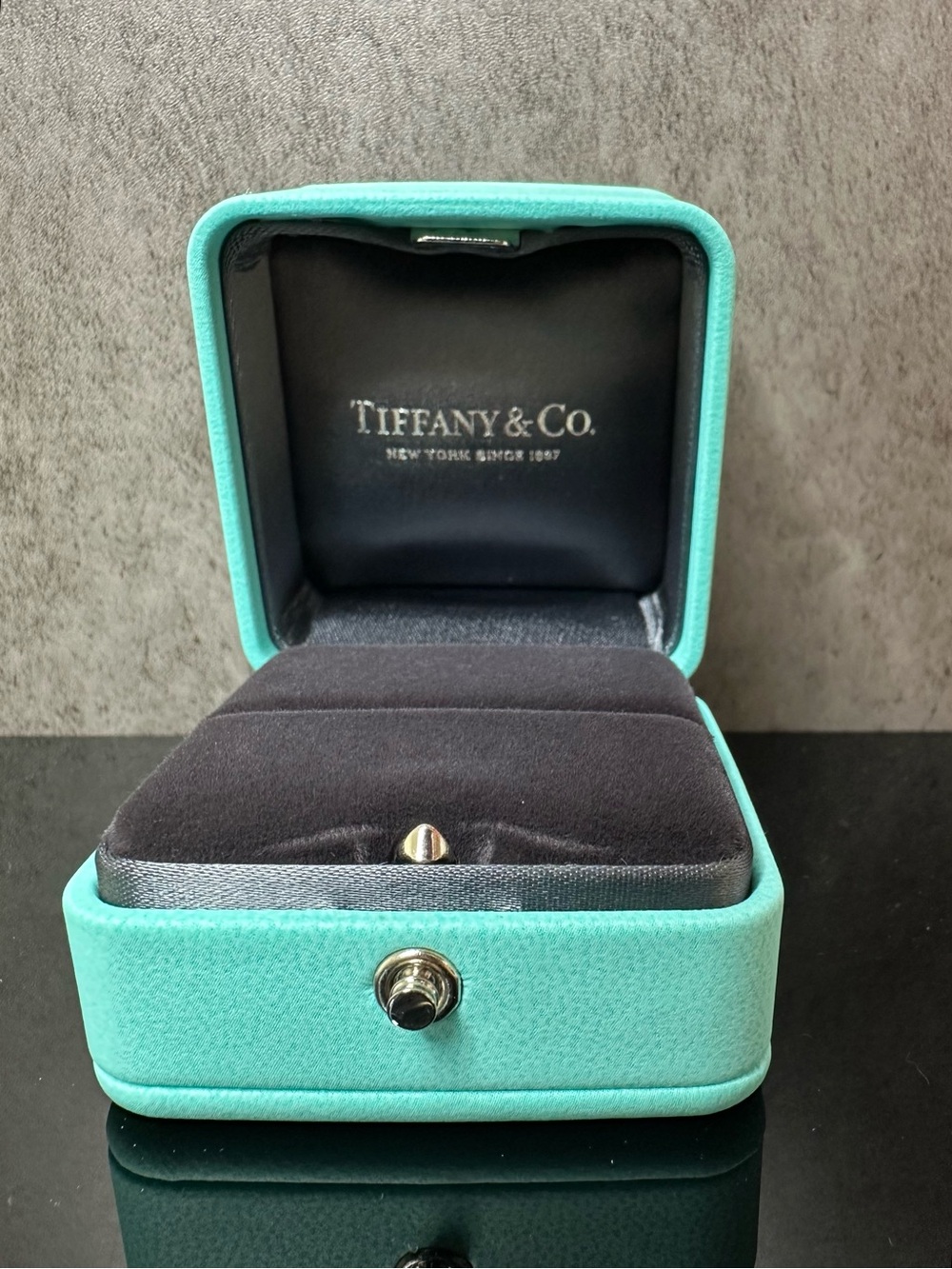 Tiffany & Co. Turquoise Ring Box with Black Velvet Interior